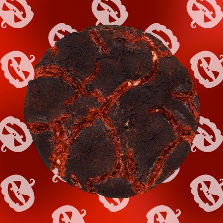 Stranger cookie con cioccolato bianco e fragola ricoperto di cacao dark
